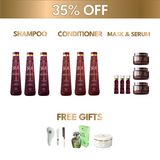 3x Home Hair Treatment Bundle (35% OFF): Shampoo, Conditioner, Mask & Serum